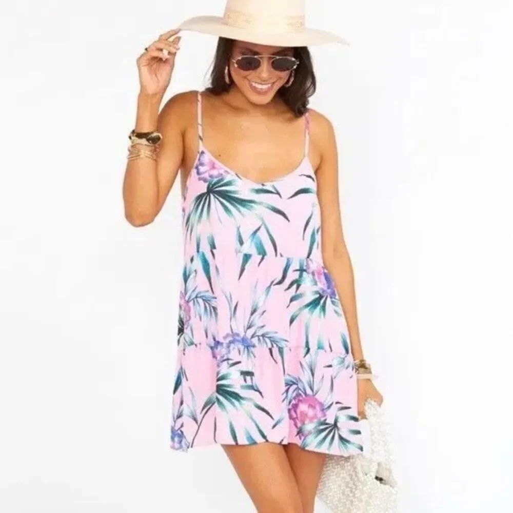 ✨Lagaci Palm Sleeves Cover Up Sz Medium Pink Dress✨